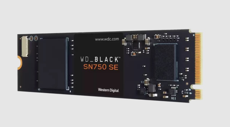  <b>M.2 NVMe SSD:</b> 500GB WD Black SE SN750, PCIe Gen4, Read: 3600MB/s, Write: 2000MB/s, R:360K/W:480K IOPS, 230 TBW  